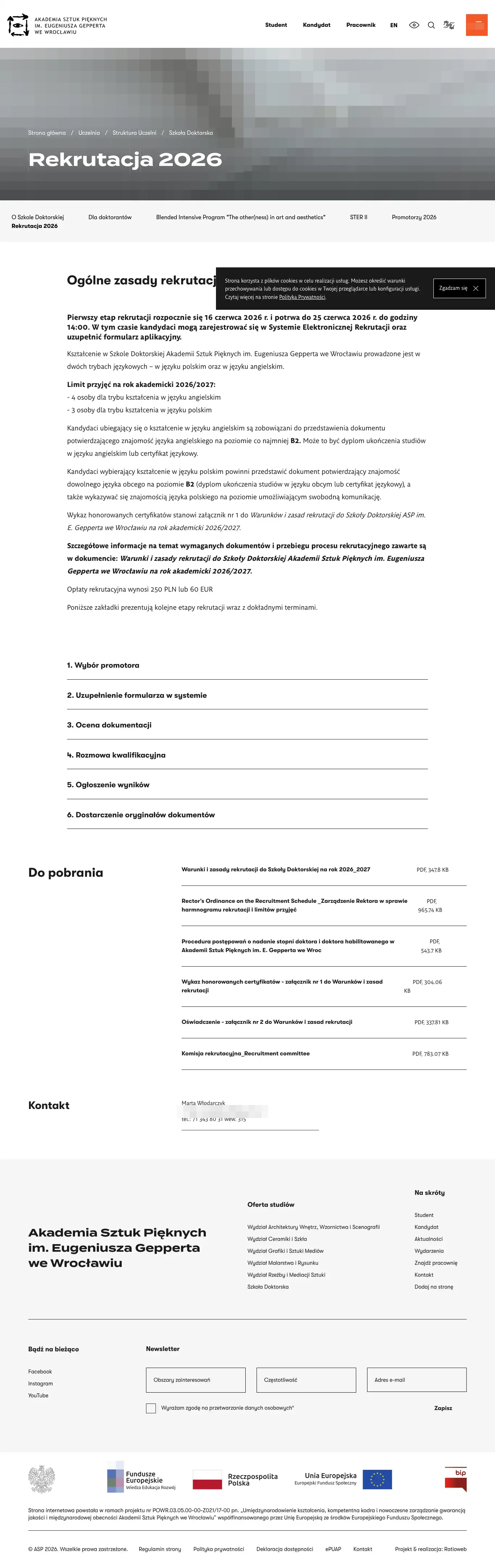 Tuition fee page — Eugeniusz Geppert Academy of Art and Design in Wroclaw