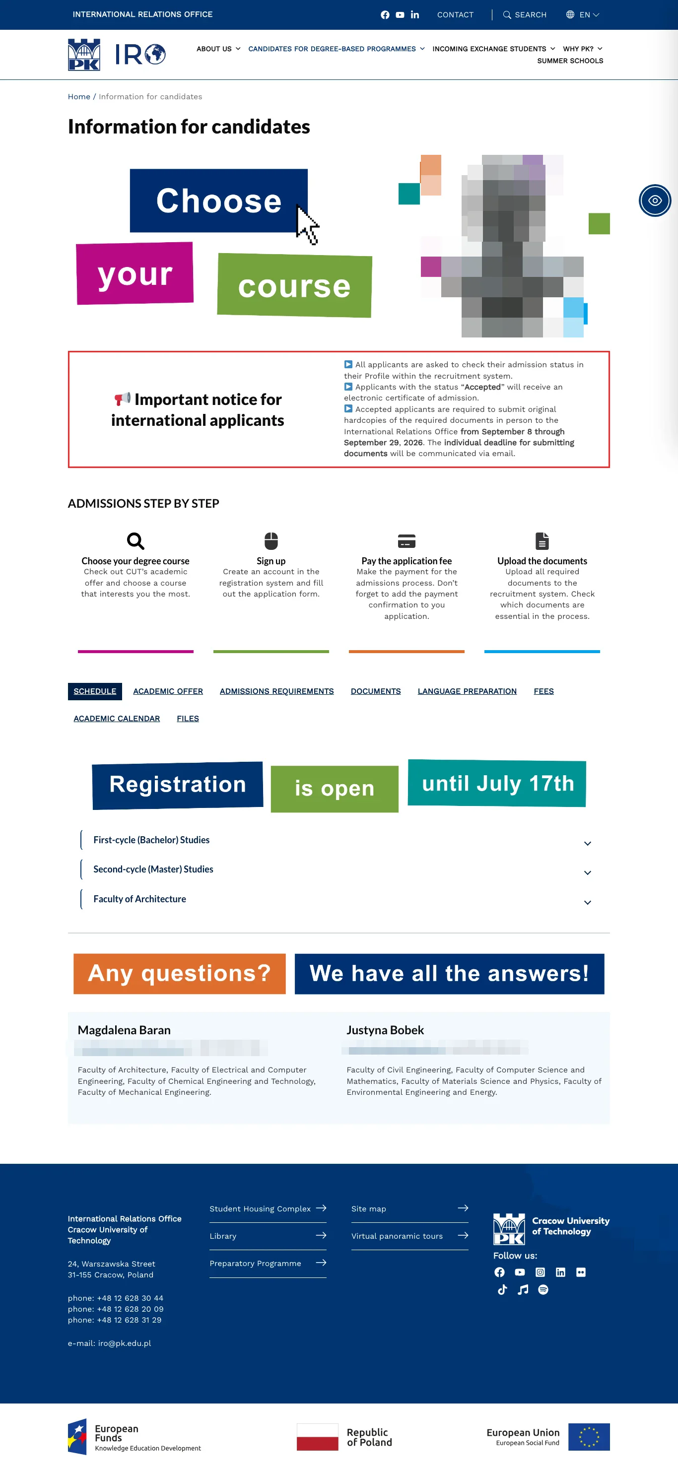 Tuition fee page — Cracow University of Technology