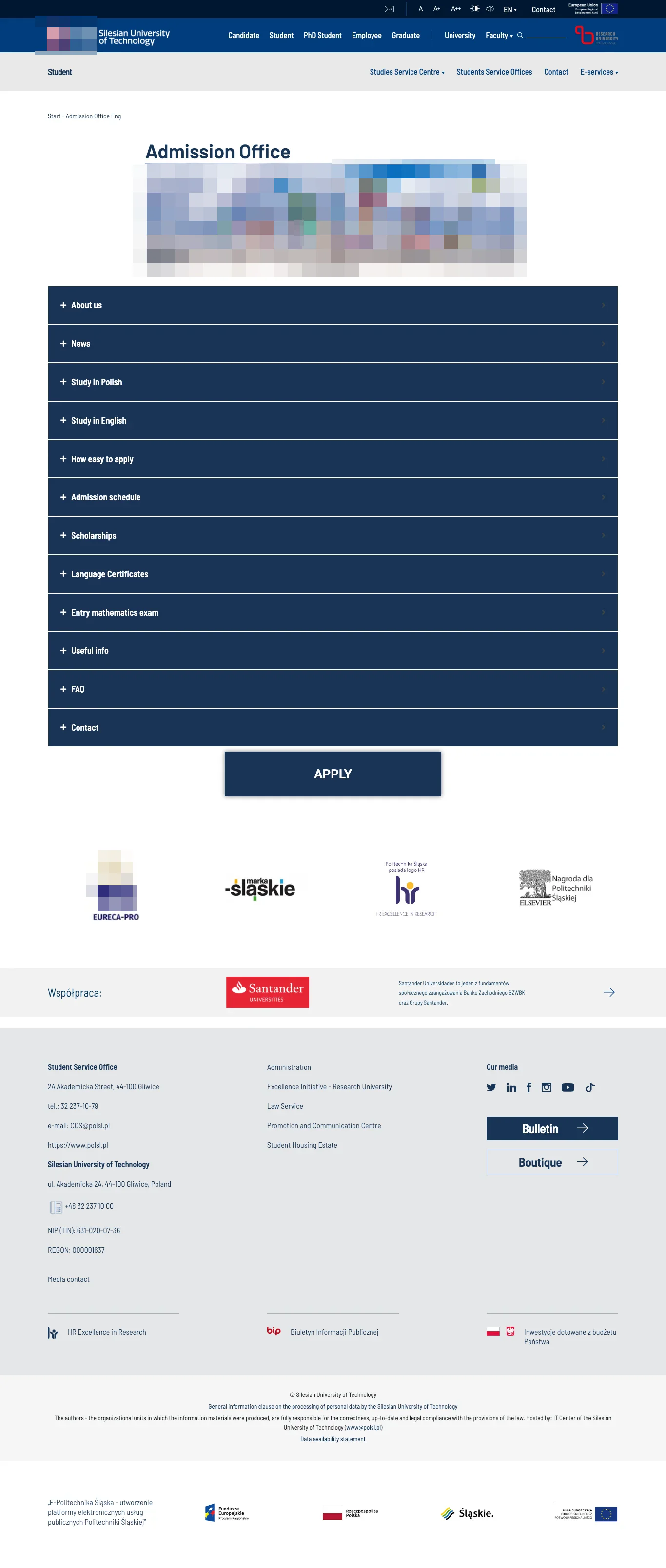 Tuition fee page — Silesian University of Technology