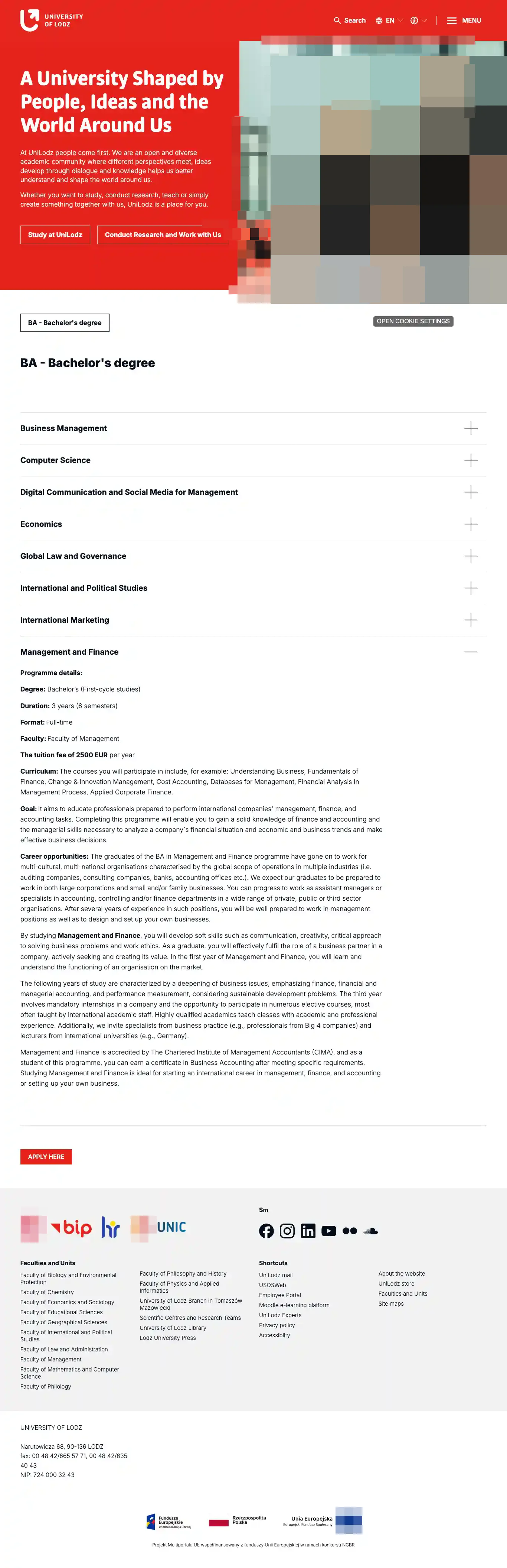 Tuition fee page — University of Lodz