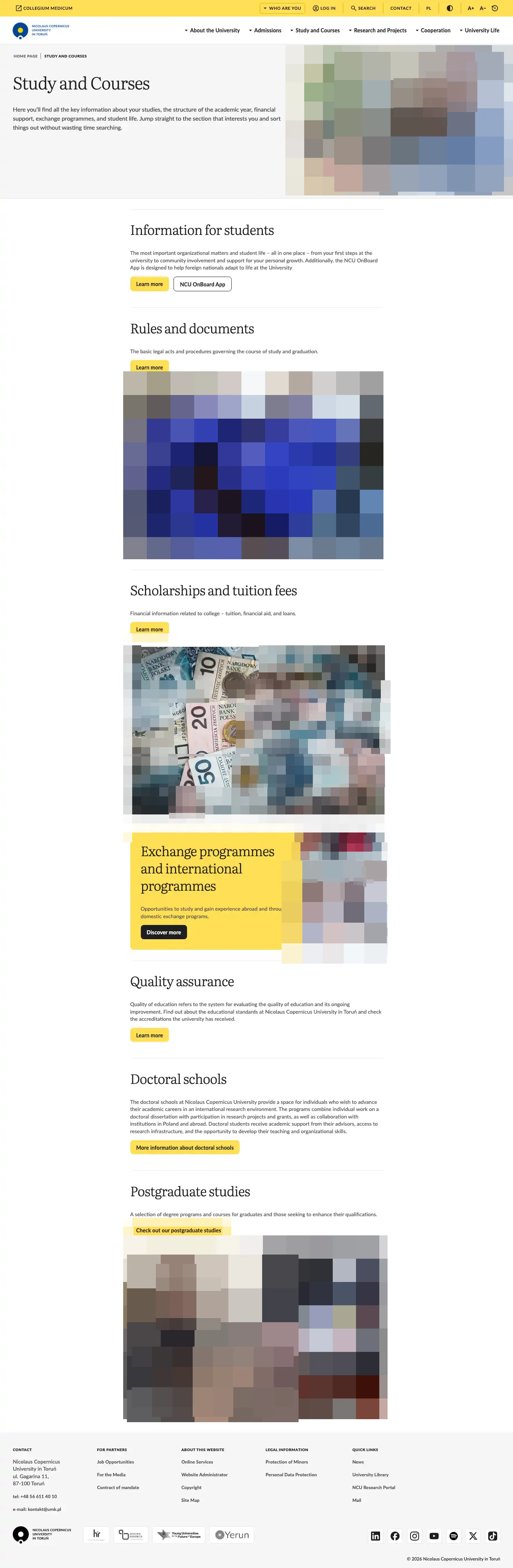 Tuition fee page — Nicolaus Copernicus University in Torun