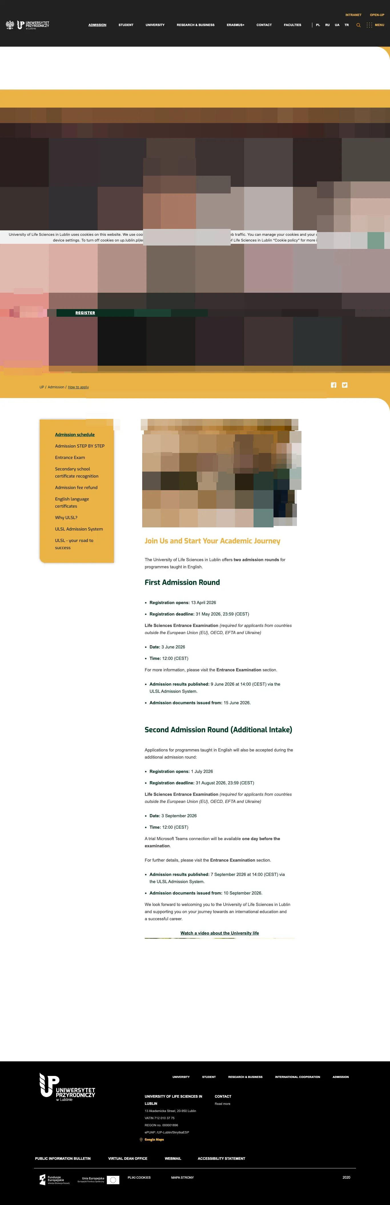 Tuition fee page — University of Life Sciences in Lublin