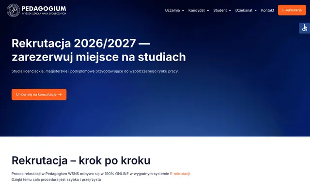 Admissions page — Pedagogium University of Social Sciences in Warsaw