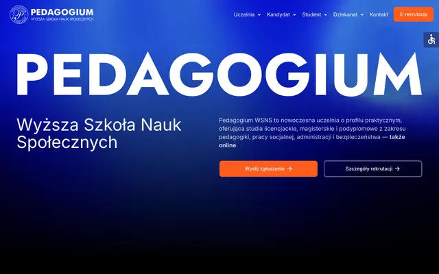 University website — Pedagogium University of Social Sciences in Warsaw