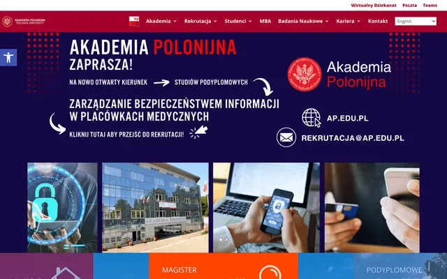 University website — Polonia University in Czestochowa