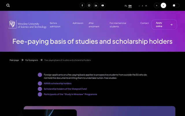 Admissions page — Wroclaw University of Science and Technology