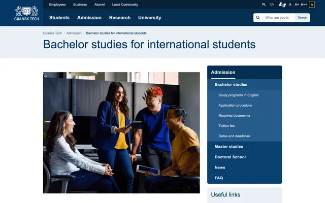 Admissions page — Gdansk University of Technology