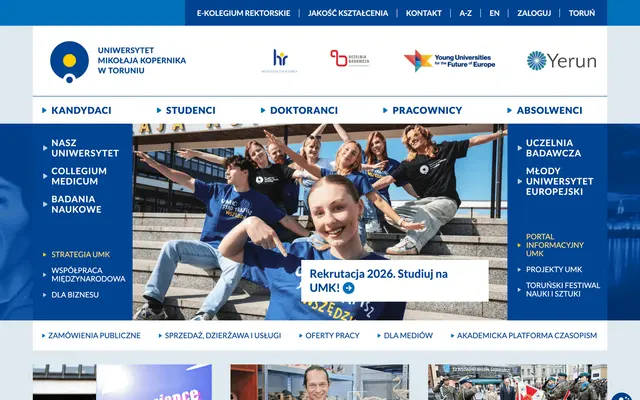 University website — Nicolaus Copernicus University in Torun