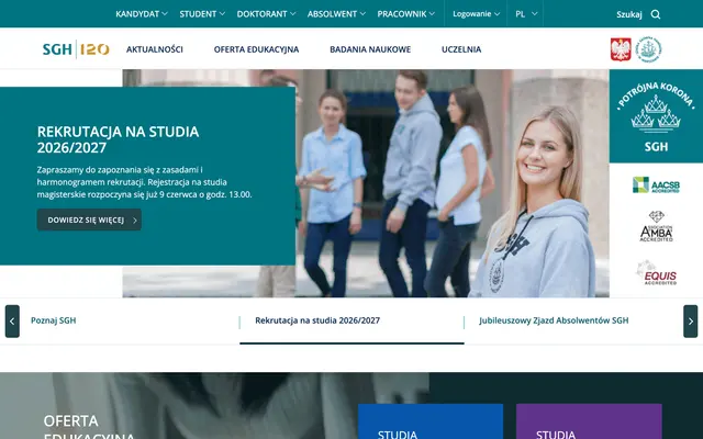 University website — SGH Warsaw School of Economics