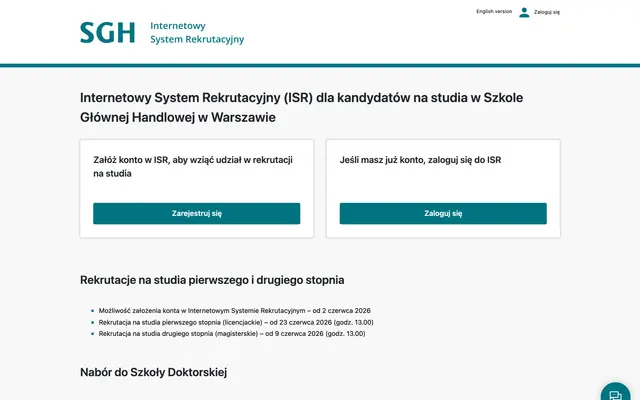 Application system — SGH Warsaw School of Economics