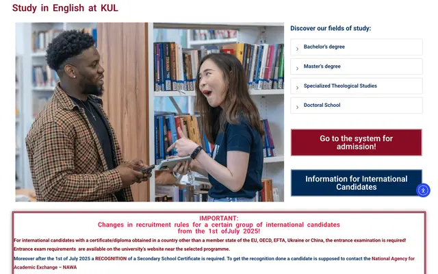 Admissions page — John Paul II Catholic University of Lublin