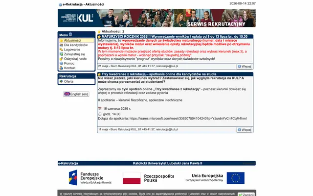 Application system — John Paul II Catholic University of Lublin