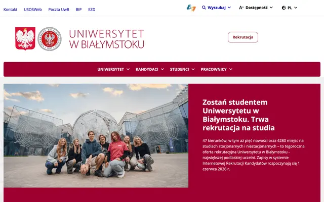 University website — University of Bialystok