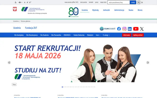 University website — West Pomeranian University of Technology in Szczecin