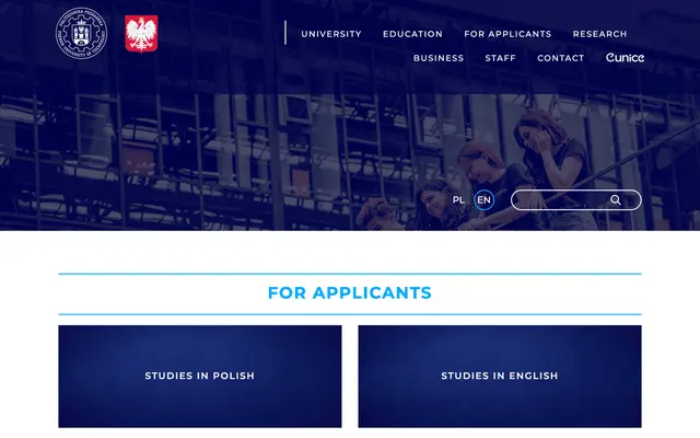 Admissions page — Poznan University of Technology