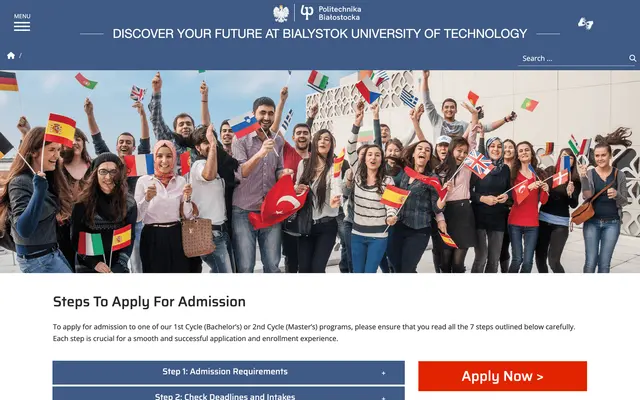 Admissions page — Bialystok University of Technology