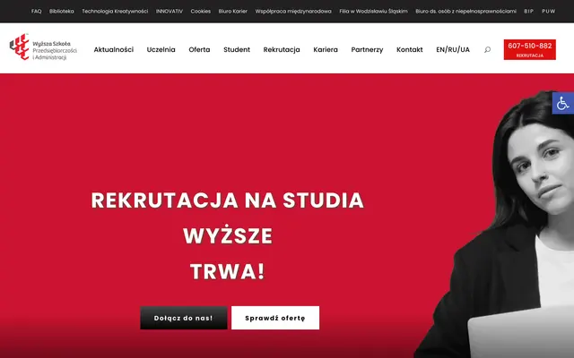 University website — University of Entrepreneurship and Administration in Lublin