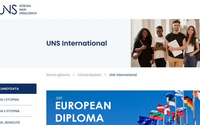 Admissions page — University of Social Sciences (UNS)