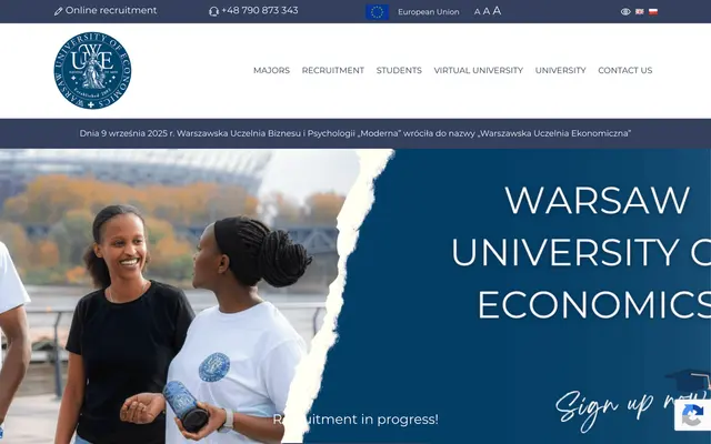 University website — Warsaw University of Economics
