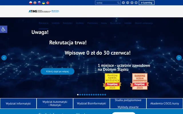University website — Academy of Technology and Information in Applied Sciences