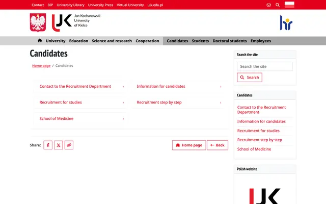 Admissions page — Jan Kochanowski University in Kielce
