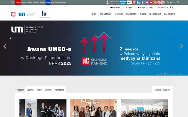University website — Medical University of Lodz