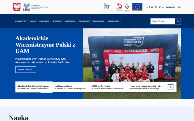 University website — Adam Mickiewicz University in Poznan