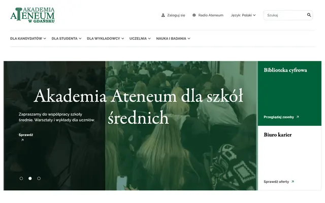 University website — Ateneum University in Gdansk