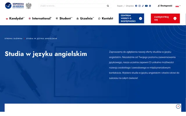 Admissions page — Sopot University of Applied Sciences