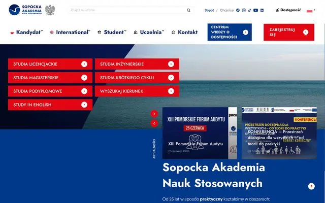 University website — Sopot University of Applied Sciences