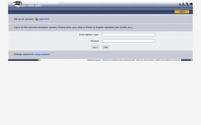 Application system — Sopot University of Applied Sciences