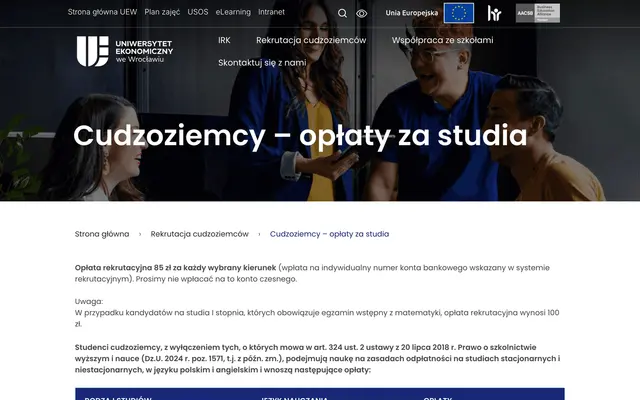 Admissions page — Wroclaw University of Economics and Business