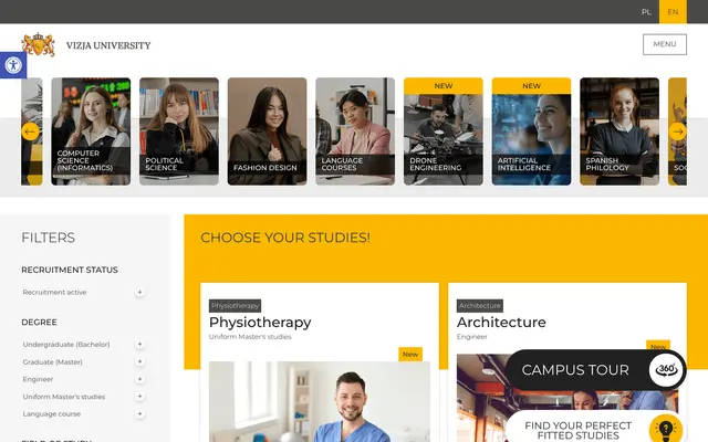 Admissions page — University of Economics and Human Sciences in Warsaw