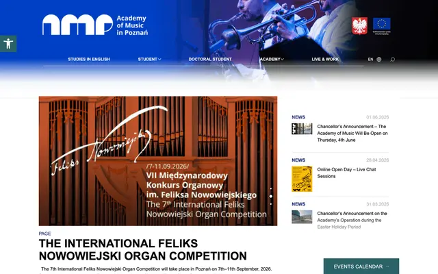 University website — Ignacy Jan Paderewski Academy of Music in Poznan