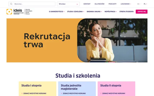 University website — DSW University of Lower Silesia