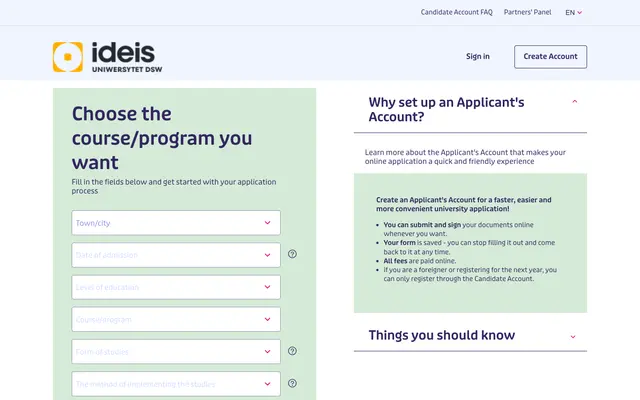 Application system — DSW University of Lower Silesia