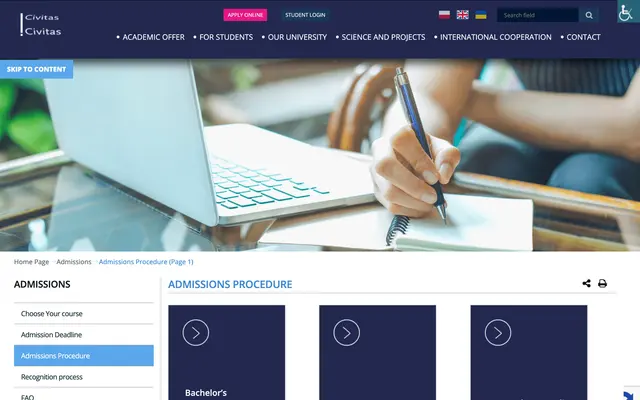 Admissions page — Collegium Civitas