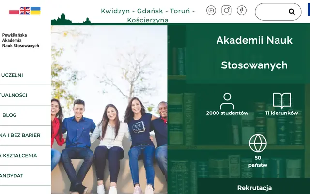 University website — Powislanska University of Applied Sciences