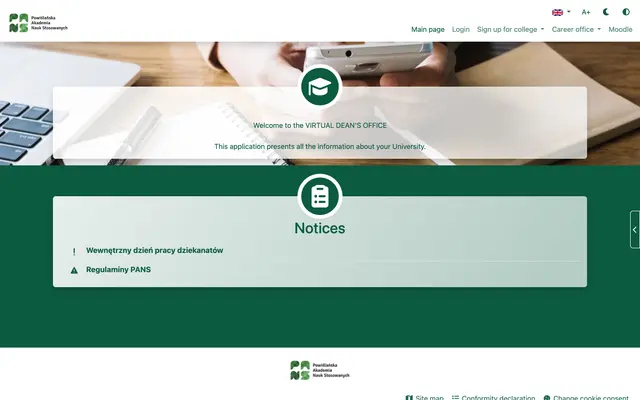 Application system — Powislanska University of Applied Sciences