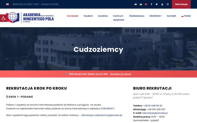 Application system — Wincenty Pol University of Applied Sciences in Lublin