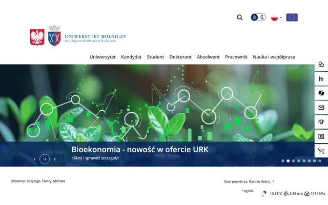 University website — University of Agriculture in Krakow