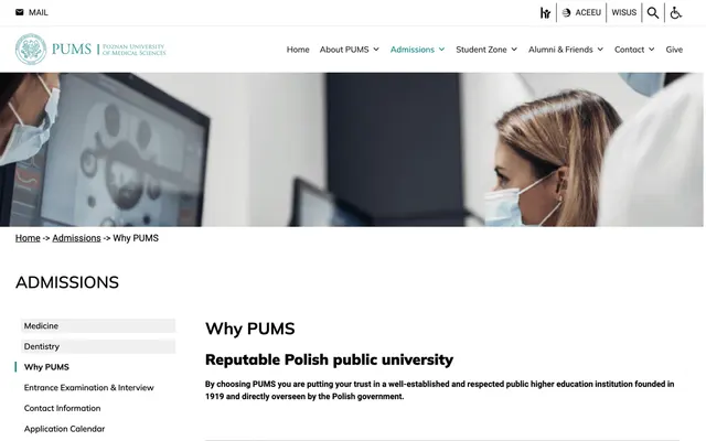 Admissions page — Poznan University of Medical Sciences