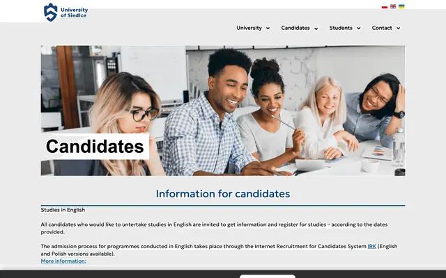 Admissions page — University of Siedlce