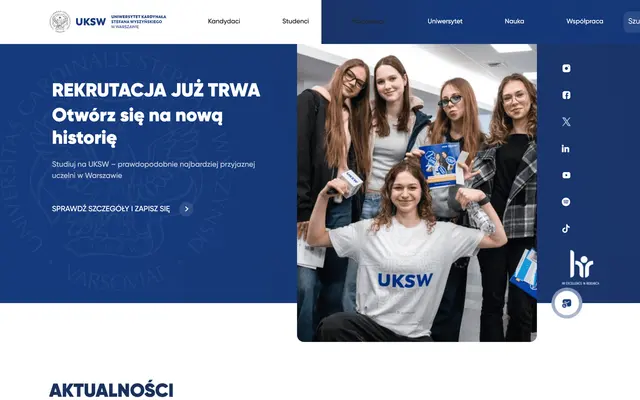 University website — Cardinal Stefan Wyszynski University in Warsaw