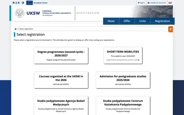 Application system — Cardinal Stefan Wyszynski University in Warsaw