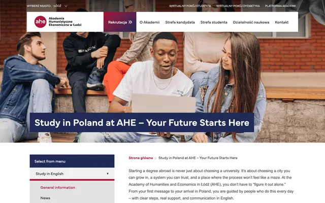 Admissions page — University of Humanities and Economics in Lodz