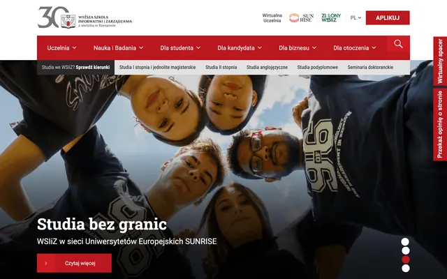 University website — University of Information Technology and Management in Rzeszow