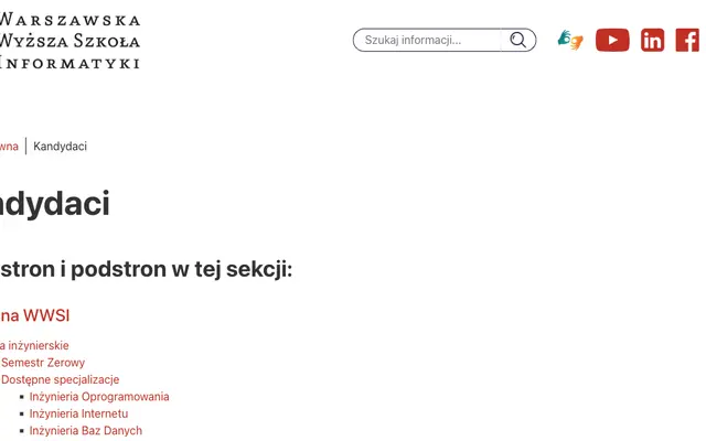 Admissions page — Warsaw School of Computer Science