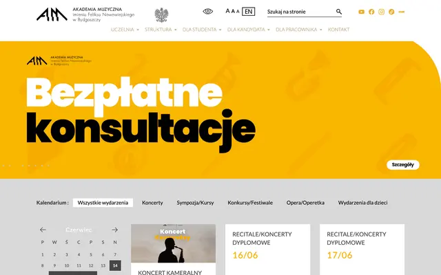 University website — Feliks Nowowiejski Academy of Music in Bydgoszcz