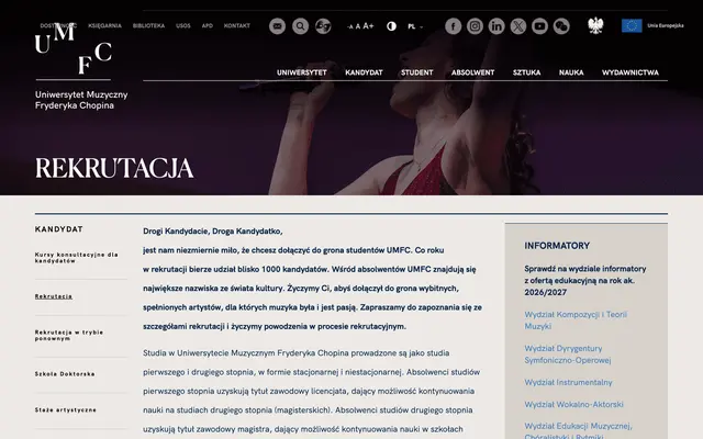 Admissions page — Fryderyk Chopin University of Music in Warsaw